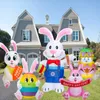 Easter Bunny Inflatable Decorations Blow Up Easter Colorful Eggs Build-in LED DIY Garden Yard Lawn Indoor Outdoor Party Decor 240322