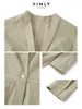 Robes décontractées Vimly Robe d'été élégante 2024 Style français Col en V A-ligne Coton Taille élastique Midi Femme Vêtements 30097