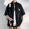 Chemises décontractées masculines surdimensionnées de la chaîne harajuku conception de manches courtes à manches uniques de mode masculin coréen masculin coréen gouttes de livraison dh7fp