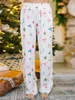 Accueil Vêtements Femmes S 2 Pièces Ensemble De Pyjama À Manches Longues Revers Chemise Boutonnée Hauts À Carreaux À Rayures Éléments De Noël Pantalons Imprimés Ensembles De Vêtements De Nuit