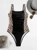 Leopard Swimsuit One Piece Slim Vintage Szybkie kobiety Seksowne kąpki Kąpiel Kąpiec Swimping Kombematyka na plaży xxl 240402