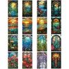 Window Stickers Retro Church Stained Film European Style Static Cling Privacy Glass Colorful Tropical Home Office Decor