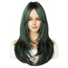 ウィッグスnammふわふわラベンダー合成緑の女性のための毎日のコスプレ新しいトレンドミドルパーツ波状緑の髪のかつらの耐熱性繊維