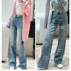 Chanei Chanells Designer-High-End-Jeans für Damen mit Buchstabenbeflockung, Vintage-Stil, mittelhohe Taille, lässig, schlankmachend, gerades Bein, Jeans 164