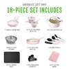 Cookware Sets 18-Piece Soft Grip Toxin-Free Healthy Ceramic Non-Stick Set Pink Dishwasher Safe