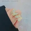Designer VanClef Clover Ring Fanjia V Gold High Ding Butterfly Ring White Fritillaria Double Full Diamond Ring Blue Turquoise Fashion Precision Edition