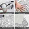 Carpets Sparkle Silver Crystals Entrance Door Mat Bath Rug Diamonds Quartz Plata Plateado Light Luces Shine