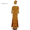 Maxi Bintarealwax African 2024 Disual Dress Pressin Riche Cotton Print Wax Long Dresses تسع نقاط الأكمام بالإضافة إلى حجم Africa Clothing Wy9492 ES