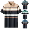 Camisas masculinas verão polo manga curta businesst-shirt listras impressão casual tops moda masculina algodão homem roupas my966