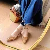 Sandali maogu da donna scarpe in pelle in pelle slingbacks pompe da donna a tacco ad alto tacco di scarpe sandali 2023 estate punta punta di punta 34