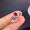 Cluster-Ringe KJJEAXCMY Feiner Schmuck S925 Sterling Silber eingelegter natürlicher Rubin Mädchen Klassischer verstellbarer Ring Unterstützungstest chinesischer Stil