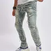 Men Vintage Stylish Loose Ripped Patch Jeans Pants Streetwear Male Solid Casual Straight Denim Trousers 240329