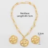 Necklace Earrings Set Italian Golden Color Jewelry Elegant Party Flower Design Pendant And Chain African Dubai