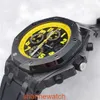 Famoso relógio de pulso AP Royal Oak Offshore Series 42mm Máquinas Automáticas 26176FO Forjado Carbono Bumblebee Relógio Esportivo Masculino