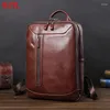 Backpack Leather Men's Bag Casual Korean Computer Fashion Simple Portable School Travel Backpacks Men