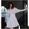 Vêtements ethniques Y V Cou A-Line Robe de soirée Femmes Sangle blanche à manches longues Party Robes de Fiesta Drop Livraison Vêtements Dhfw5