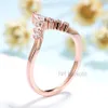 Kuololit 585 14K 10K Rose Gold Marquise Ring voor Vrouwen Solitaire Bijpassende V-band Bruiloft Verlovingspaar 240402