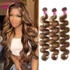 Ombre Highlight Bundles Human Hair Body Wave s Brazilian P427 Honey Blonde Colored 240327