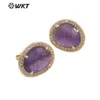 Stud Earrings WT-ME085 WKT 2024 Fashion Sale Micropave Stone Studs Women Retro Style Round Gemstones Wholesale Jewelry
