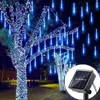 LED Strings Solaire Météore Douche Lumière Chaîne De Vacances Étanche Fée Jardin Décor Extérieur Led Rue Guirlande Décoration De Noël YQ240401