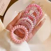 Hair Accessories 6Pcs/set Candy Color Rope Girl Summer Telephone Wire Elastic Band Frosted Spiral Cord Rubber Tie Stretch Headband