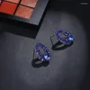 Boucles d'oreilles pour femmes, bijoux à la mode, Style couleur bleue, strass faits à la main, clous en cristal doux pour filles