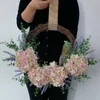 Couronne d'hortensia en tissu de fleurs décoratives, fausse couronne d'hortensia faite à la main, pour porte de café, ornement de Festival de mariage