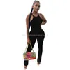 2024 Designer Tracksuits Summer Jogger suits Two Piece Sets Women Tracksuits Sleeveless Tank Crop Top Leggings Solid Outfits Sports Suits Wholesale Clothes