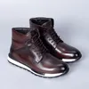 Tobillo de alto estilo British Top Vintage Cuero Botas informales Botas Botas para Hombre A3 986