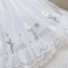 Girls Party Dress Summer Elegant Princess Dress Cute Daisy Boat Neck Naked Shoulder Dress 2-9 Year Old Childrens Birthday Party Dress 240402