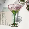 Wijnglazen 1 stuks Oostenrijkse vintage champagneglas kristal roze beker handgeschilderde ijskom bloem whisky glaswerk