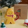 Mokken 3d kerstgingerbread man keramische mok verwerkt anti-gescheiden melk koffiewaterbeker met pijpmeisje kinderen kerstcadeau