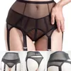 Garters Womens 6 Straps Garter Belt Sexy Mesh Sheer See Through High Elastic Lingerie Waist Suspender A50