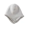 Connectyle meninos meninas moda cor sólida inverno quente chapéu velo forrado earflap crianças gorro com pompom 240311