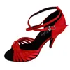 Chaussures de danse Elisha chaussure talon personnalisé bride à la cheville rouge femme Salsa latine bout ouvert fête