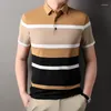 Polos mężczyzn 2024 Summer Men Striped Polo Shirt Man Multicolors Koszulki z krótkim rękawem