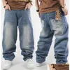 Heren Jeans Hrem Stijl Grote Werven Mannelijke Nieuwe Hip Hop Baggy Losse Rechte Broek Causual Long8049290 Drop Delivery Kleding Kleding Dhzvl