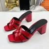 Summer Women Chunky Heel Kaptery Designer Start Wysokiej jakości klasyczny model Kobiety Kobiety Sexy Braid Cross Związany na zewnątrz sukienki Muły Kobiety wysokie pięcie Kapcieczki