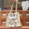 Cat Carriers Dog Carrying Bag Wear Resistant Pet Carrier Button Closure Cartoon Bear Decor Shoulder Storage