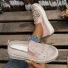Flats Loafers Women Platform Crystal Shoes Flats Pearl Luxury Running Brand 2023 Autumn New Walking Casual Shoes Travel Mujer Zapatos