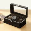 ケース長方形の木製の時計箱ストレージ3ビット時計オーガナイザーディスプレイボックスパッケージケースガラスキャビネットcass for時計