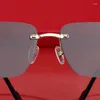 Güneş gözlüğü moda kadınlar ve erkekler için rimless metal marka tasarımcısı yaz bayanlar retro trend açık güneş gözlükleri uv400