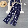 Suit Foreign-Style High-End V-Neck Single-Breasted Short Knitted Cardigan Coat High Waist Wide Leg Pants Two-Piece