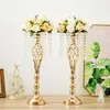 Vases 55cm Gold Vase For Wedding Metal Flower Stand Centerpieces Table Decorations With Chandelier Crystals