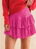 W 2024 r. Spring Summer Glitter Sexy Sexy plisowana spódnica dla kobiet Streetwear Party Nightclub High Wasit Mini spódnice 240323