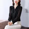 Women's Blouses Temperament Solid Cardigan Chiffon Shirt Thin Coat Female Spring Summer2024 Single-Breasted Lapel Casual Lady Sunscreen