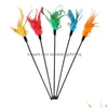 Cat Toys Toy Factory Short Rod Chicken Feather Bell Stick Mti-Color Training Drop Delivery Home Garden Pet Supplies Dhcba