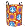 Sacs à linge panier rond rangement de vêtements sales pliable 60s motif hippie organisateur de panier