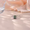 Pierścienie klastra BoeyCjr 925 Srebrny promieniowanie Cut 2ct 6x8mm Blue Green Moissanite VVS1 Pierdzież zaręczynowa dla kobiet