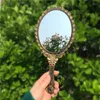 Makeup Brushes 1Pcs Vintage Mirror Ladies Floral Oval Round Hand Hold Princess Lady Beauty Dresser Gift